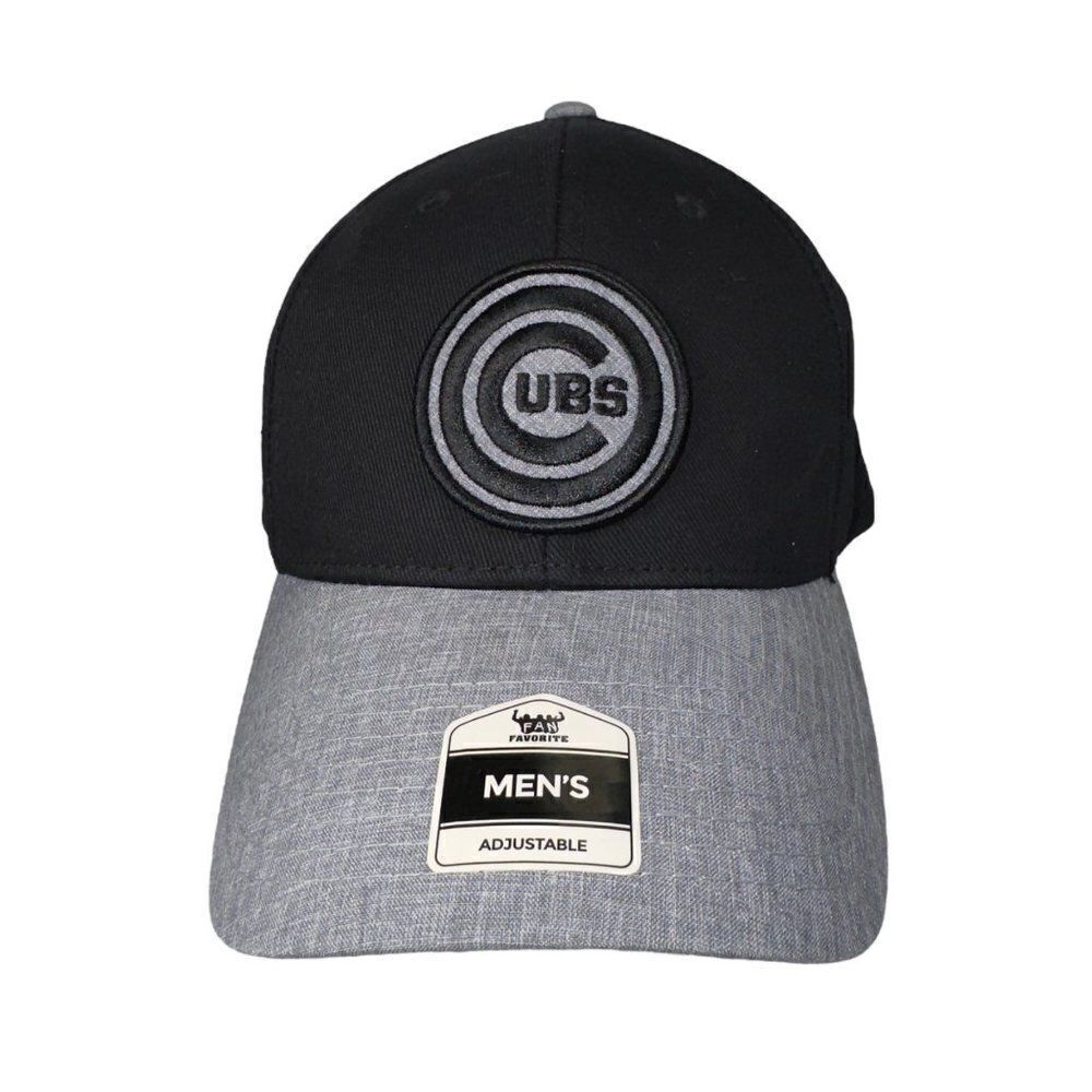 Fan Favorite Chicago Cubs Adjustable Strap Back Hat Black / Grey OS
